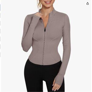 LUYAA Women's Workout Jacket Lightweight Zip Up Yoga Jacket Cropped Athletic